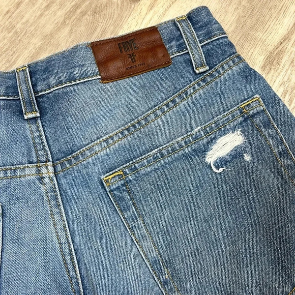 Frye Brand Classic Denim Medium Wash Distressed Cutoff Daisy Dukes Shorts / 26 - Picture 3 of 9